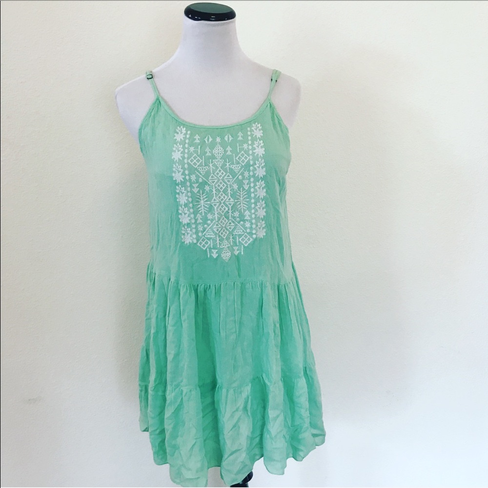Beach Exist BLUE Dress with White Embroidery, XS